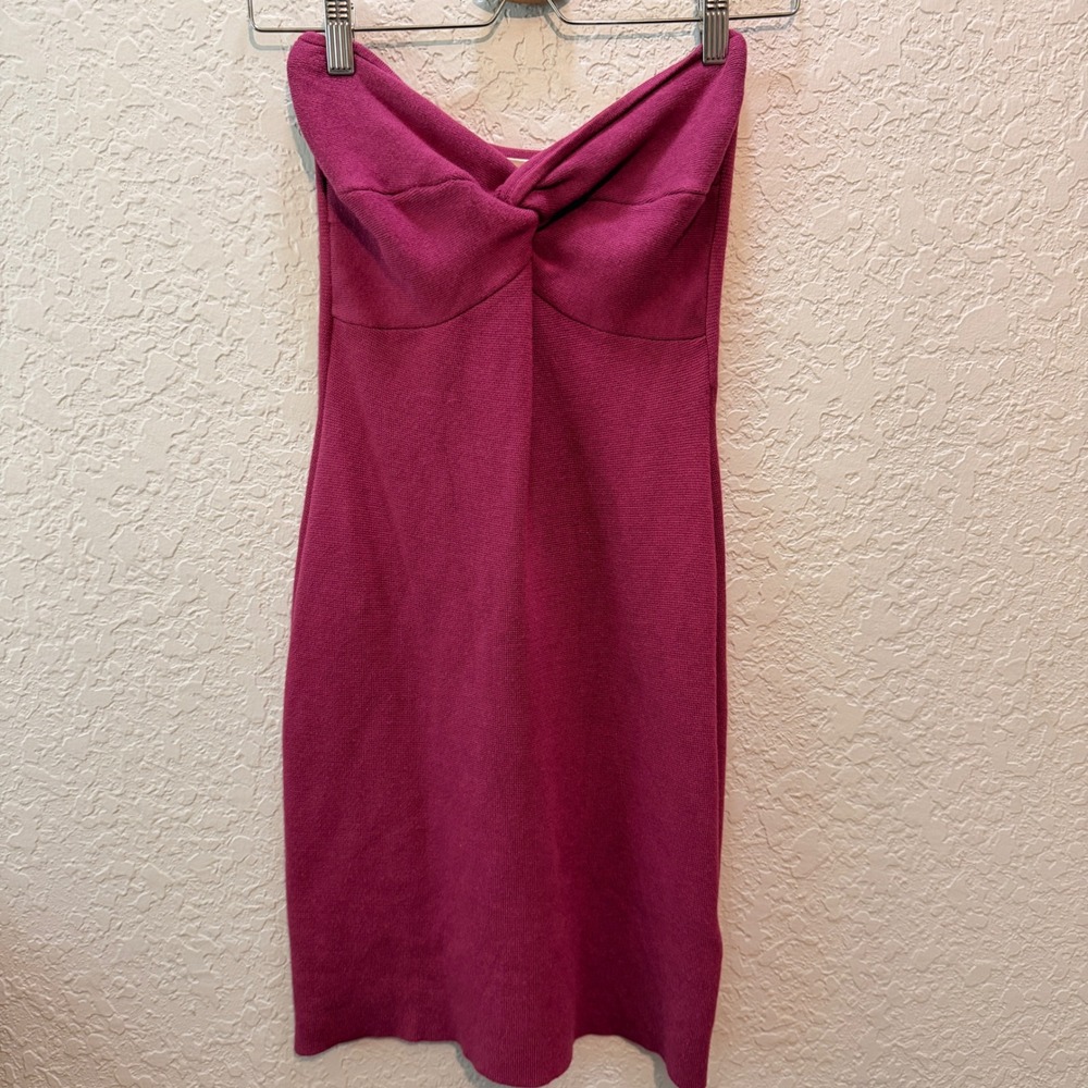 Abercrombie & Fitch Twist Front Knit Bodycon Dress Size M Magenta Barbiecore